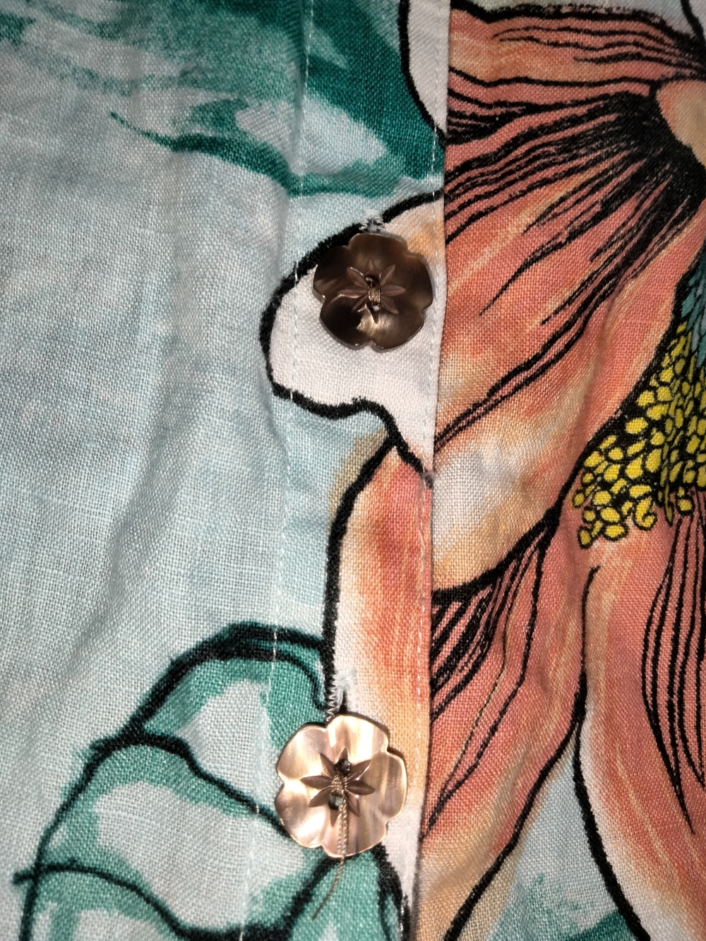 John Mark -Sz 2X- Multicolored Floral Linen Button-Down Front 3/4 Sleeve Shirt - Picture 3 of 14